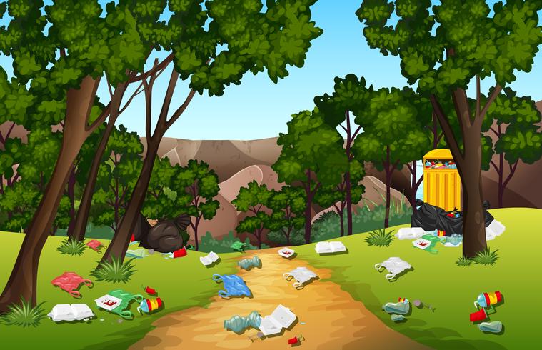 Litter in the nature park vector