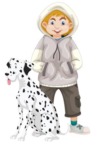 Teenage boy with pet dog - Download Free Vector Art, Stock Graphics & Images