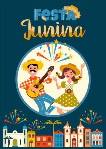 Latin American holiday, the June party of Brazil. Vector illustration