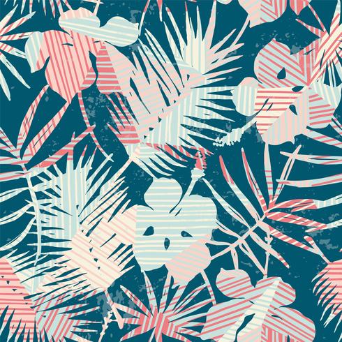 Seamless exotic pattern with tropical plants. vector