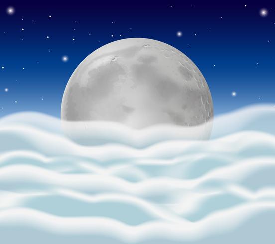 Fullmoon and fluffy clouds as background vector