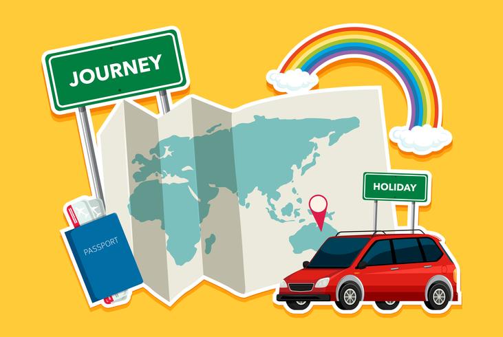 Travel element on yellow background vector