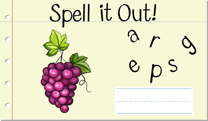 Spell English word grape vector