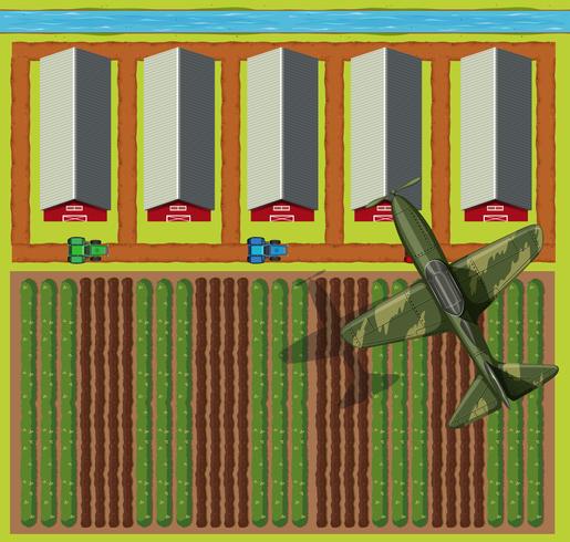 Top view of farmland and airplane - Download Free Vector Art, Stock Graphics & Images