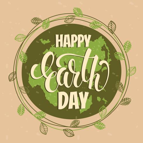 Earth Day concept with hand draw lettering. vector