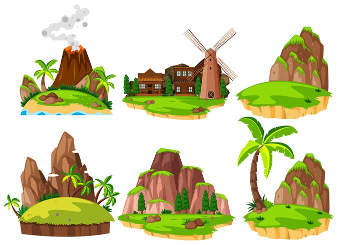 Set of different islands  vector