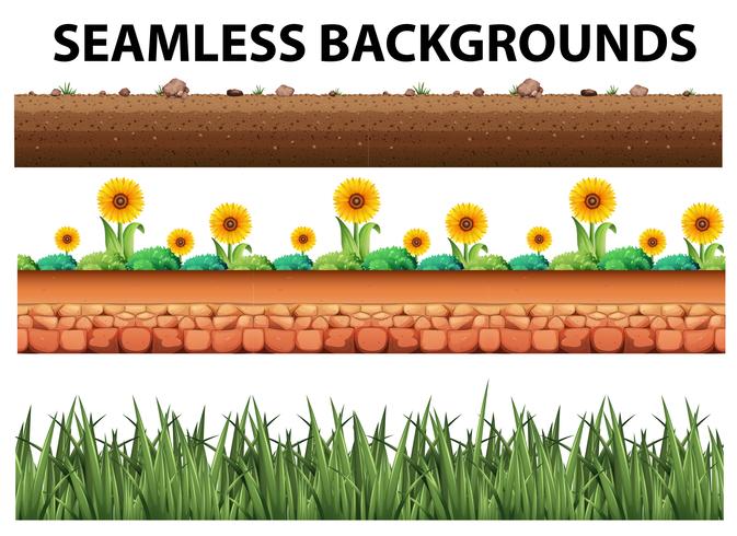 Seamless background with sunflowers and grass vector