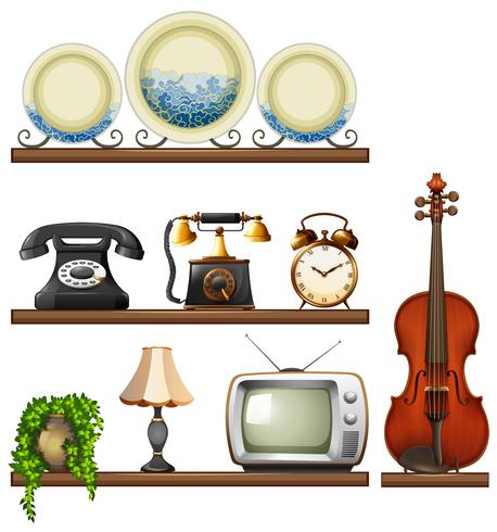 Vintage collection with entertainment devices vector