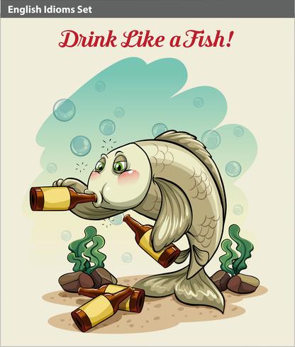 Drinking like a fish idiom vector