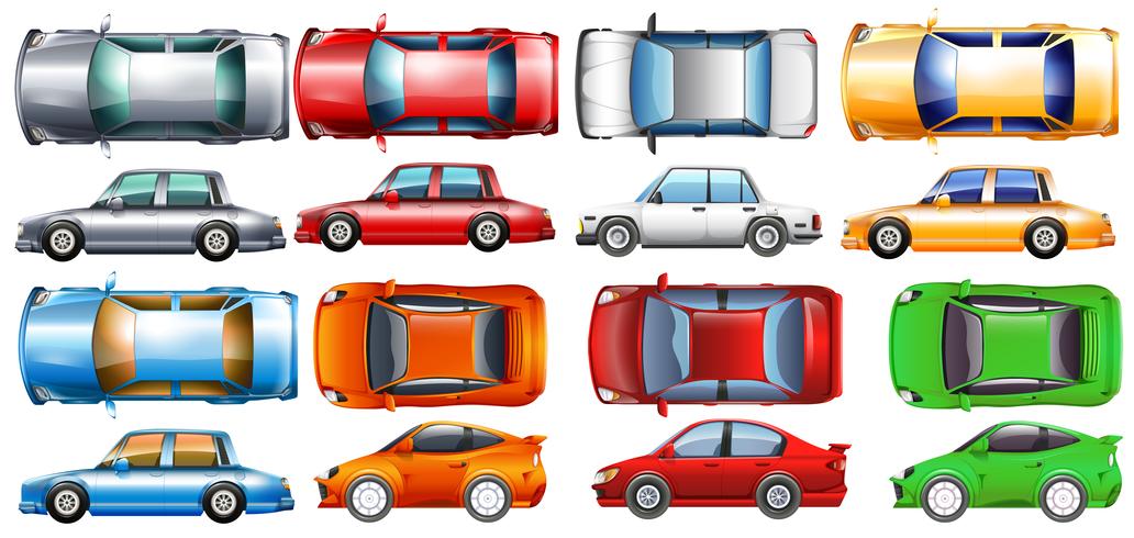 Private cars in many colors vector