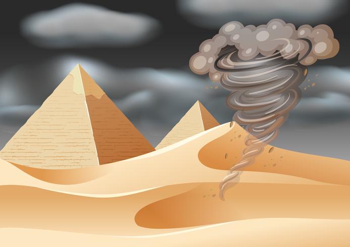 Tornado en escena del desierto vector