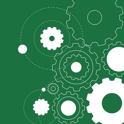 Background design with white gears on green vector