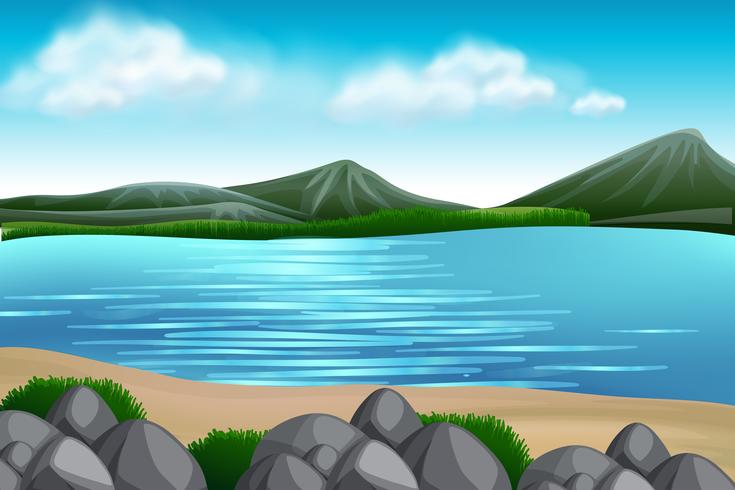 A nature lake view vector