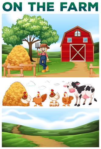 Farmer and animals on the farm - Download Free Vector Art, Stock Graphics & Images