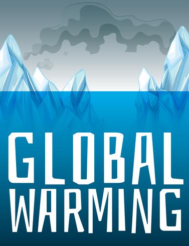 Global warming sign with ice melting vector