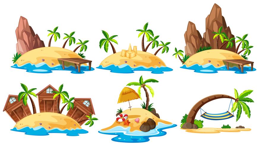 Set of island collection vector