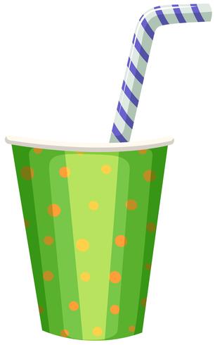 Party cup with striped straw vector