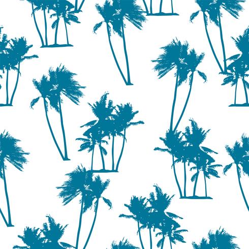 Seamless exotic pattern with palm trees silhouettes. vector