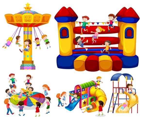 Children playing on different rides vector