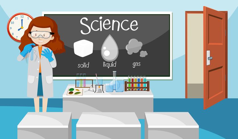 Teacher in science class vector