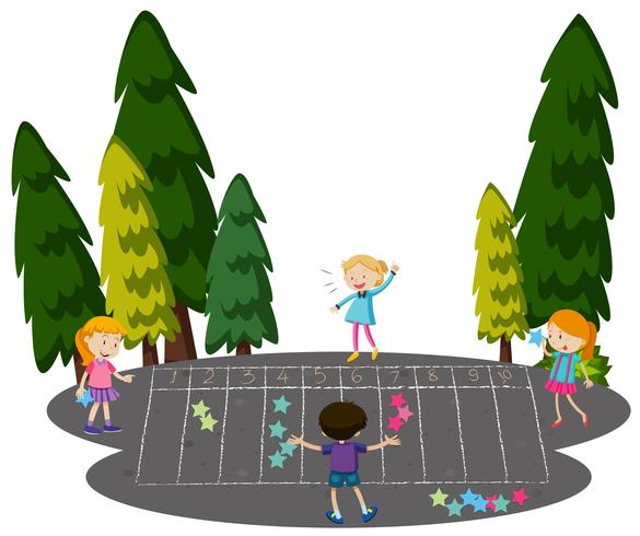 Children Play Math Game at Park vector