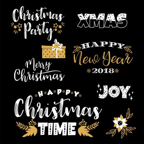 Navidad y año nuevo letras diseños. Elementos vectoriales vector