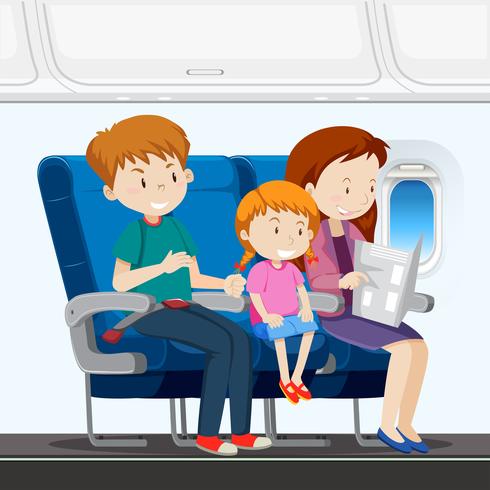 Family on the airplane vector