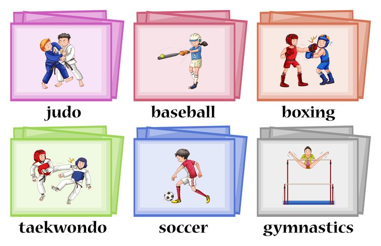 Wordcards for six different sports - Download Free Vector Art, Stock Graphics & Images