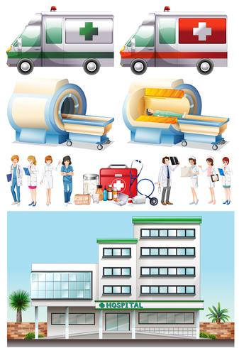 Hospital and medical elements vector