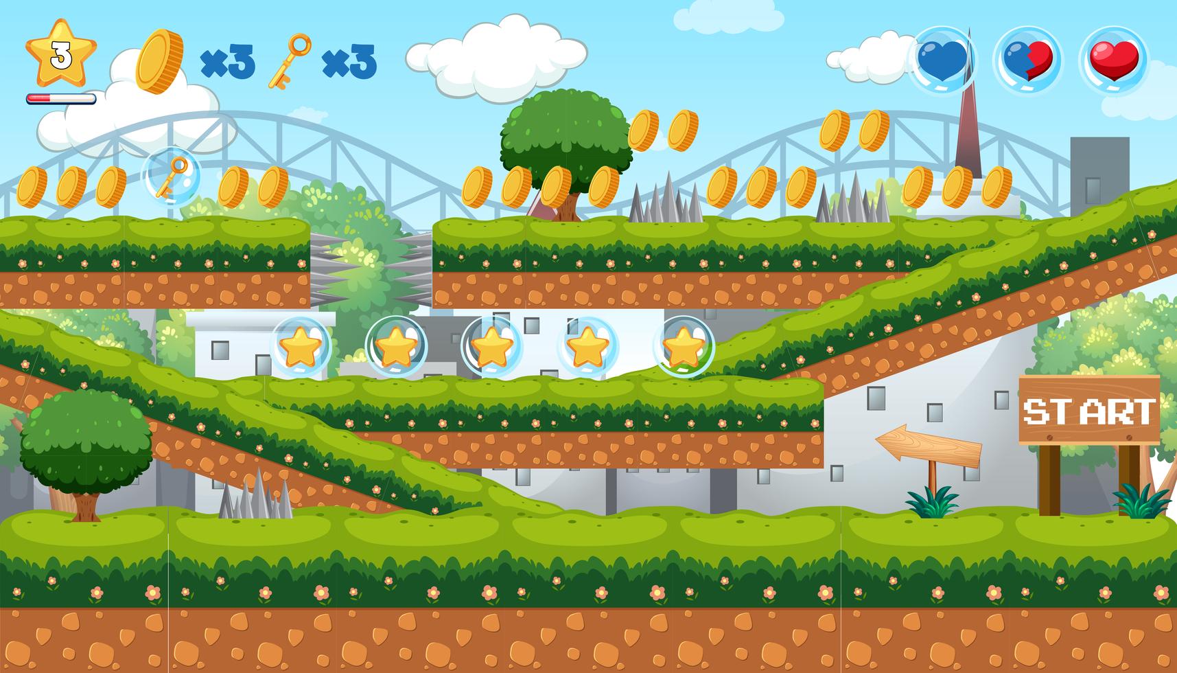 Coin Collecting Game in Park Theme 300440 Vector Art at Vecteezy