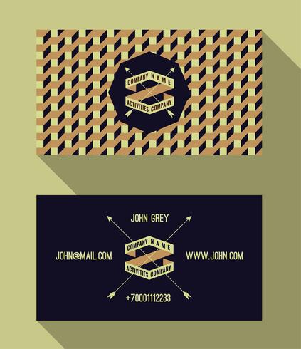 Business card template, vintage retro background with geometric  vector