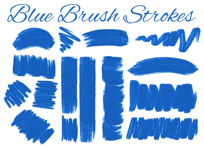 Set of blue brush strokes vector