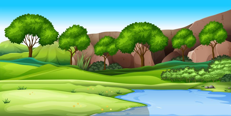 Un paisaje verde de la naturaleza. vector