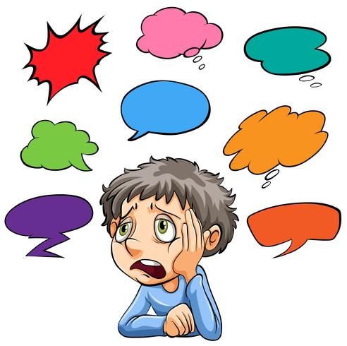 Man with different speech bubbles vector