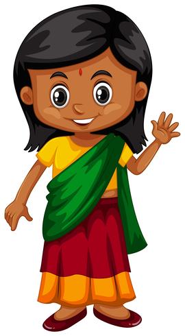Little girl from Srilanka waving vector