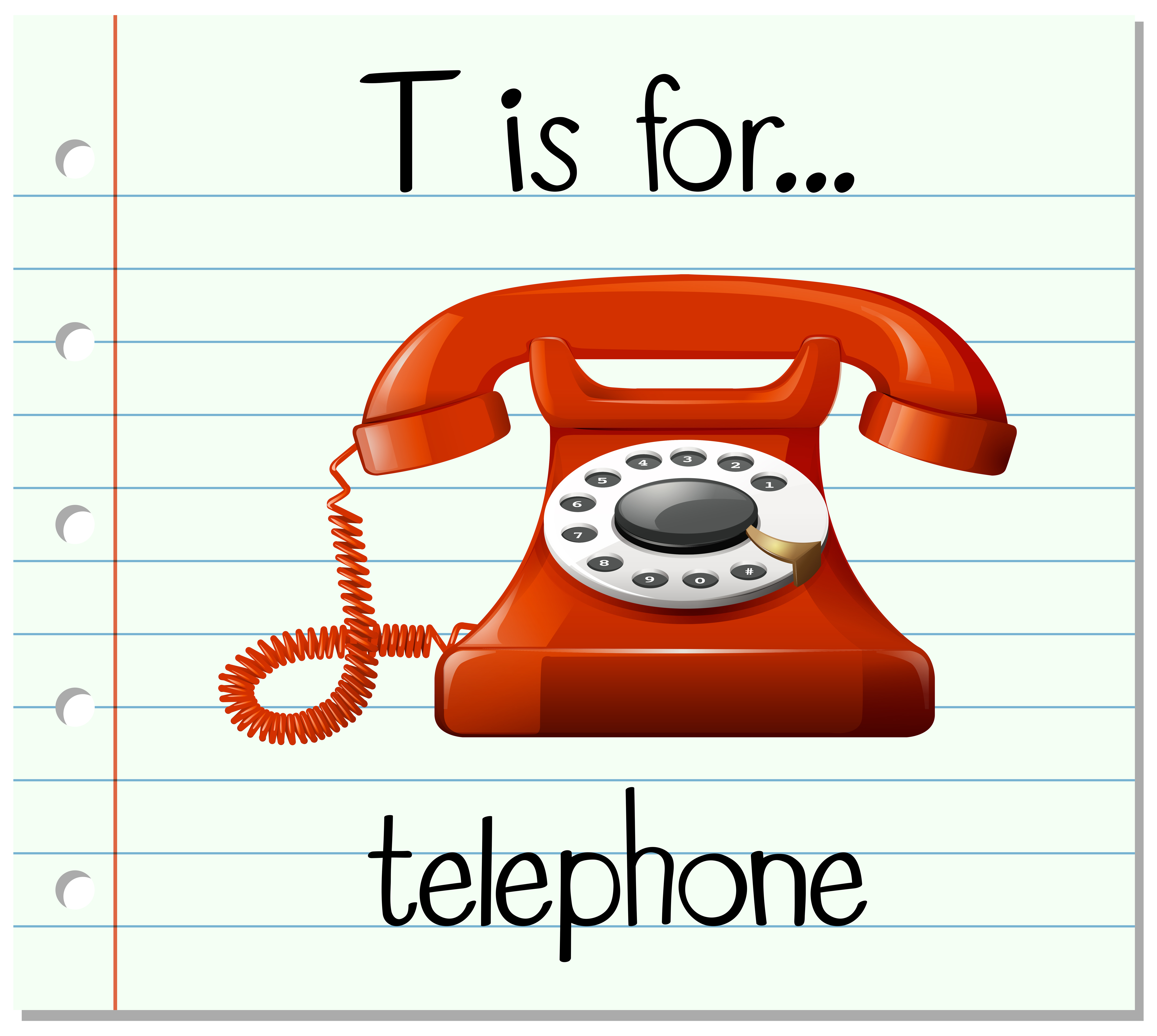 Flashcard letter T is for telephone 300590 Vector Art at Vecteezy