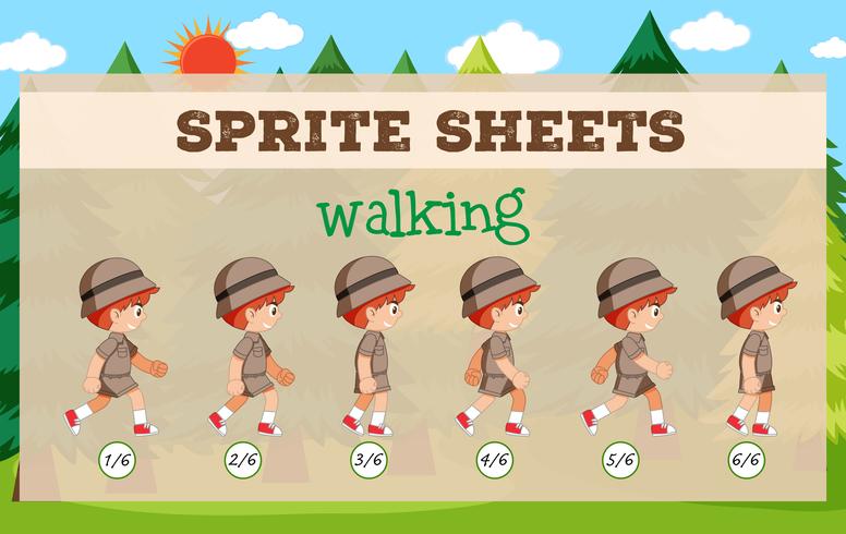 Sprite sheet boy walking vector