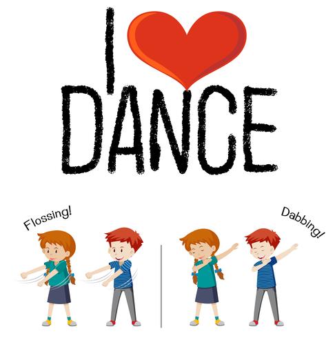 I love dance concept vector