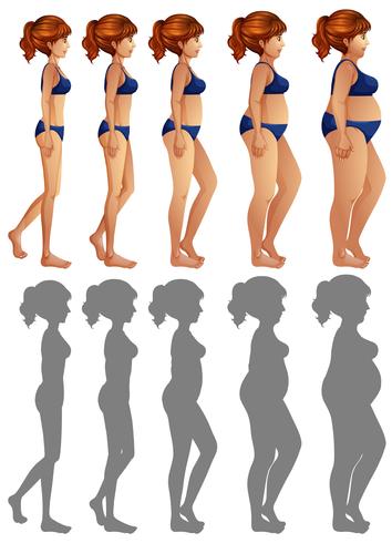 Un conjunto de cuerpo lateral y silueta de mujer. vector