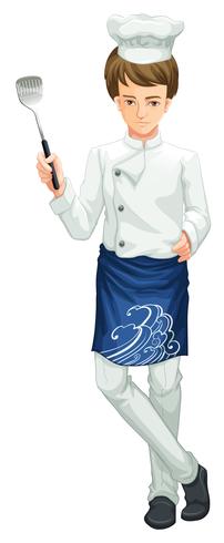 A Chef holding a kitchen utensil vector