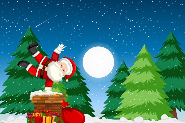 Palyful santa at night vector