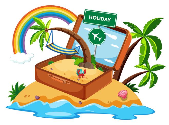 Maleta en icono de vacaciones vector