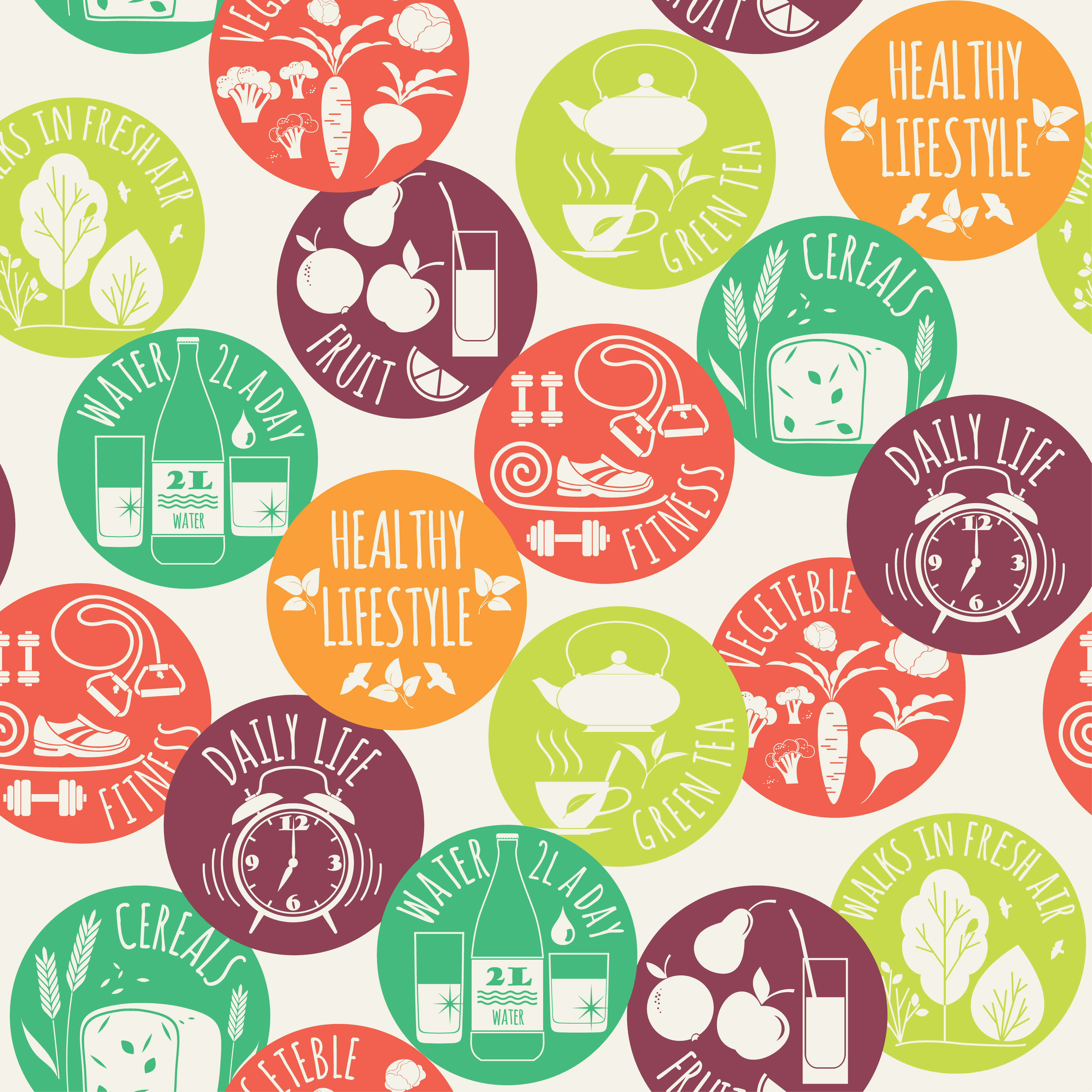 Healthy lifestyle seamless background. 300657 Vector Art at Vecteezy