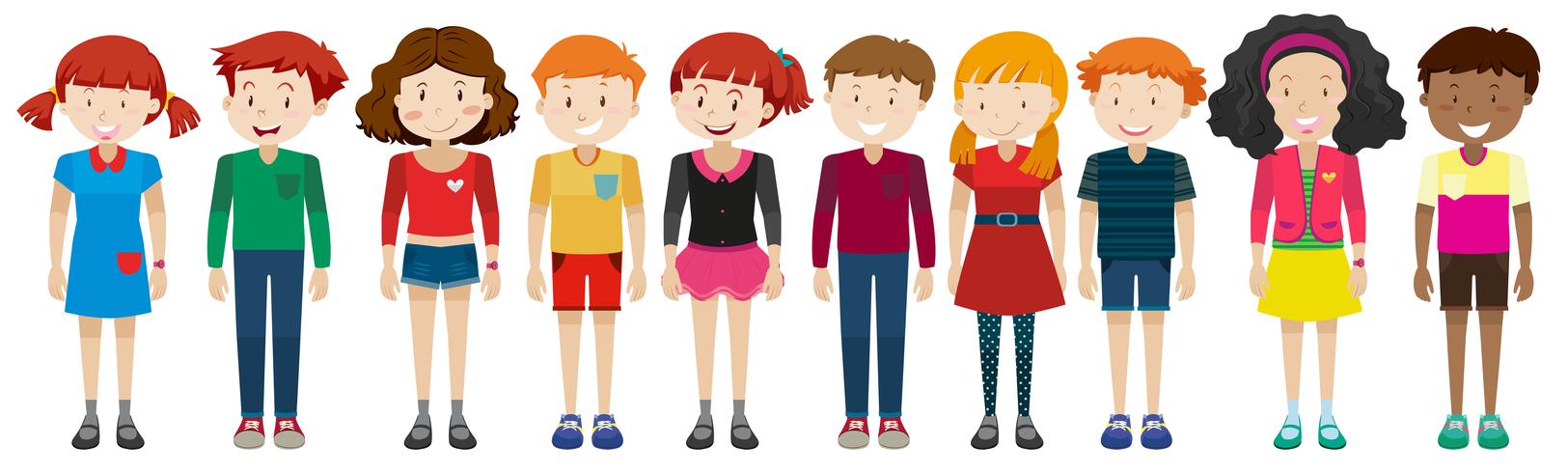 Teenage boys and girls standing vector