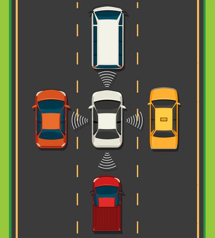 Aerial view of electric car vector