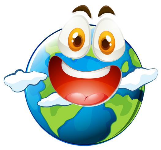 Earth with happy face vector
