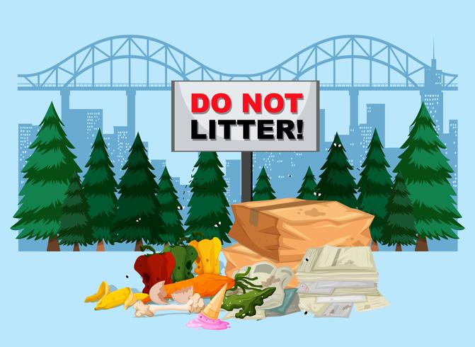 DO not litter banner with city background vector