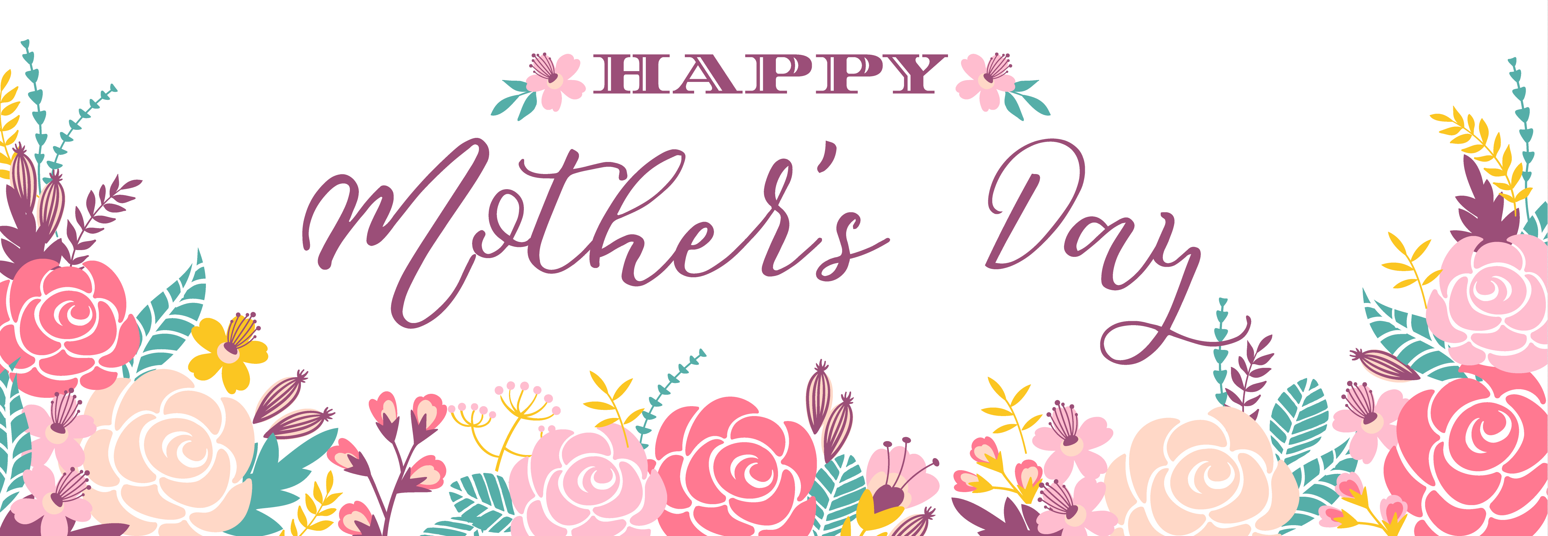 Happy Mothers Day lettering greeting banner with Flowers. 300693 Vector ...