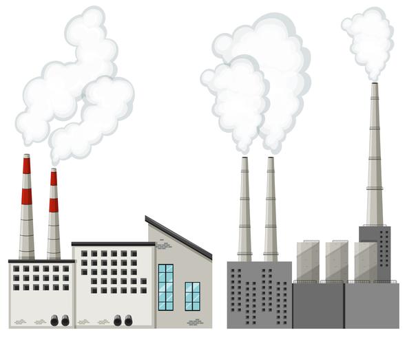 Factory buildings with tall chimneys vector