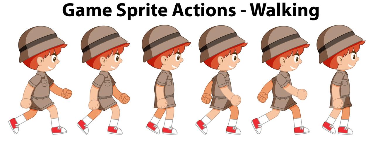 Juego sprite acciones caminando vector